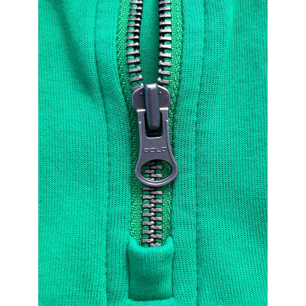 Polo Ralph Lauren Kids M 10-12 Colorblock Quarter Zip Sweatshirt Green Navy Blue - Picture 7 of 8